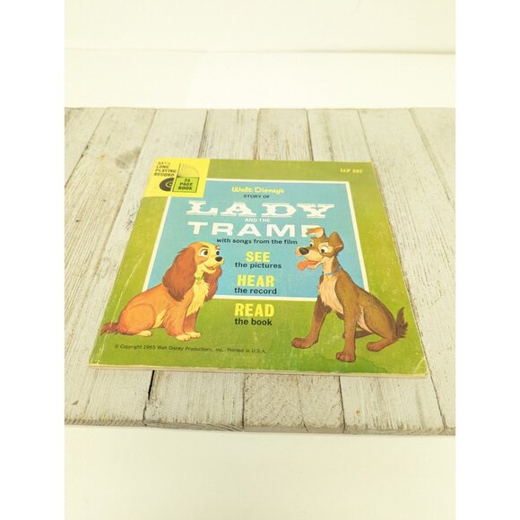 WALT DISNEY See Hear Read 33 1/3 rpm Lady And Tramp LLP-307 Book & Record 1965 - Picture 1 of 16